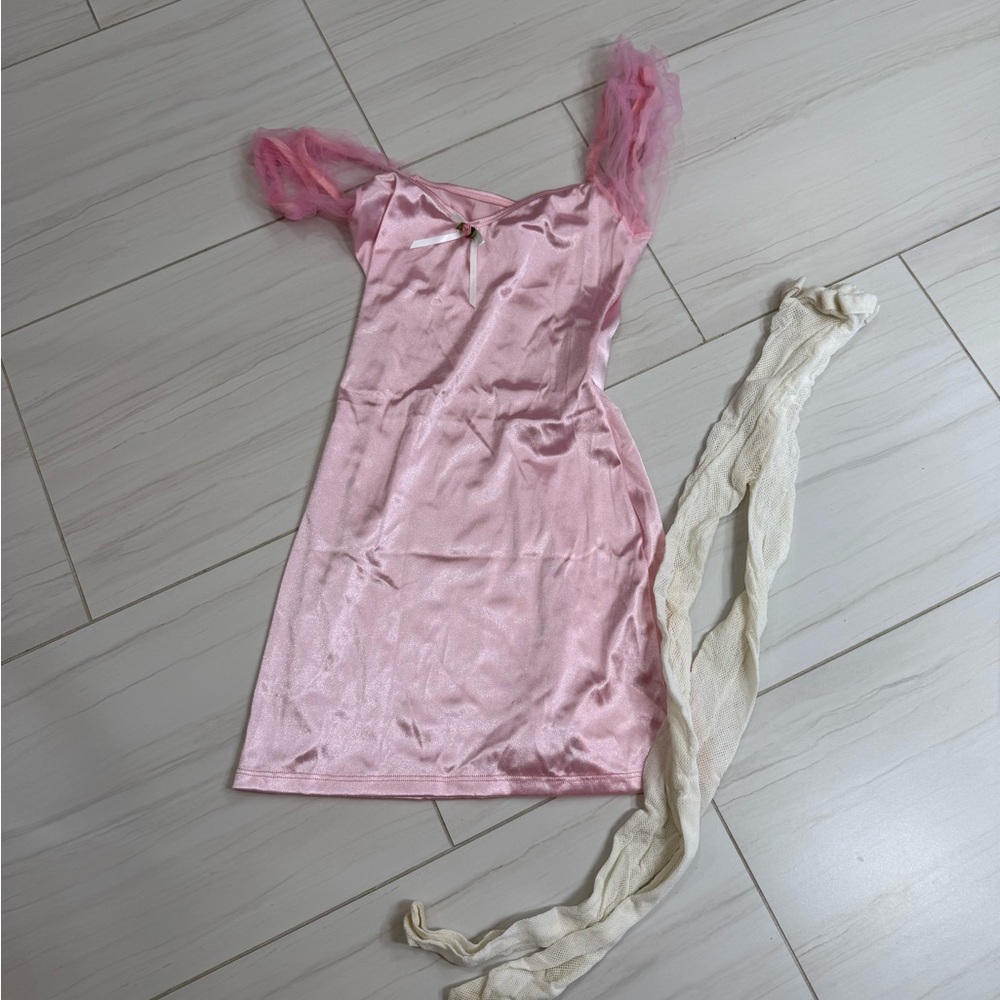 Halloween babydoll princess costume with free bonus fishnet thigh highs (A291)